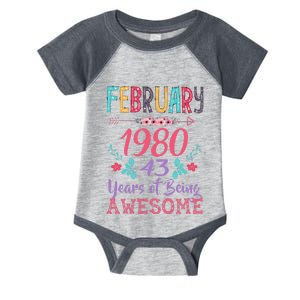 February 1980 43rd Birthday Gift 43 Years Old Infant Baby Jersey Bodysuit