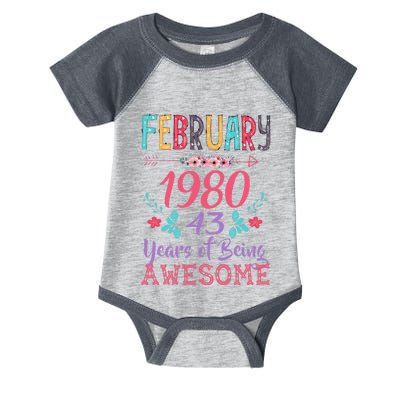 February 1980 43rd Birthday Gift 43 Years Old Infant Baby Jersey Bodysuit