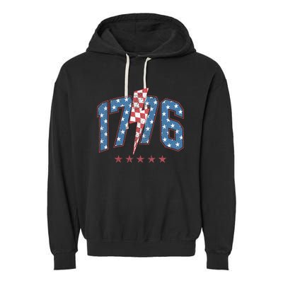 Funny 1776 4th Of July American Usa Flag Garment-Dyed Fleece Hoodie