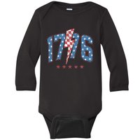 Funny 1776 4th Of July American Usa Flag Baby Long Sleeve Bodysuit