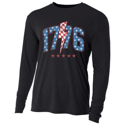 Funny 1776 4th Of July American Usa Flag Cooling Performance Long Sleeve Crew