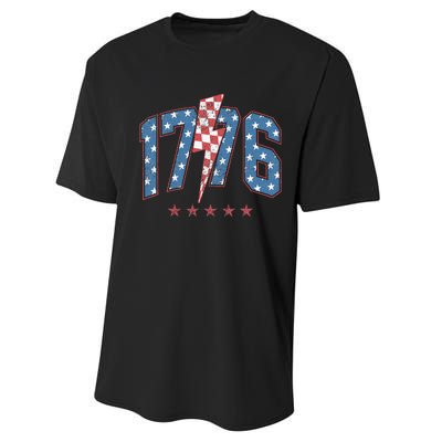 Funny 1776 4th Of July American Usa Flag Performance Sprint T-Shirt