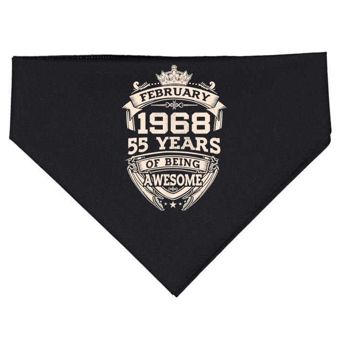 February 1968 55 Years Of Being Awesome 55th Birthday USA-Made Doggie Bandana