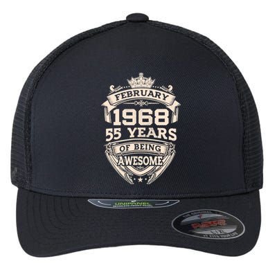 February 1968 55 Years Of Being Awesome 55th Birthday Flexfit Unipanel Trucker Cap