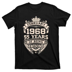 February 1968 55 Years Of Being Awesome 55th Birthday T-Shirt