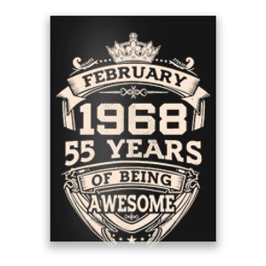 February 1968 55 Years Of Being Awesome 55th Birthday Poster