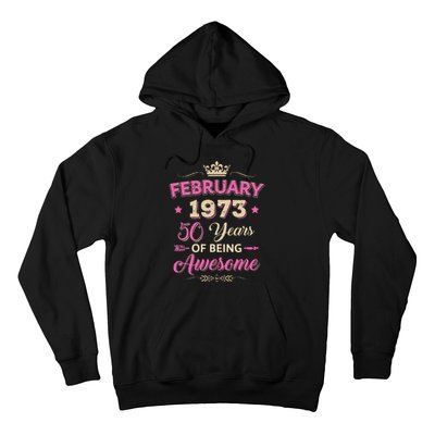 February 1973 50 Years Of Being Awesome Retro 50Th Birthday Hoodie