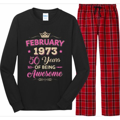 February 1973 50 Years Of Being Awesome Retro 50Th Birthday Long Sleeve Pajama Set