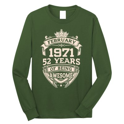 February 1971 52 Years Of Being Awesome 52th Birthday Long Sleeve Shirt