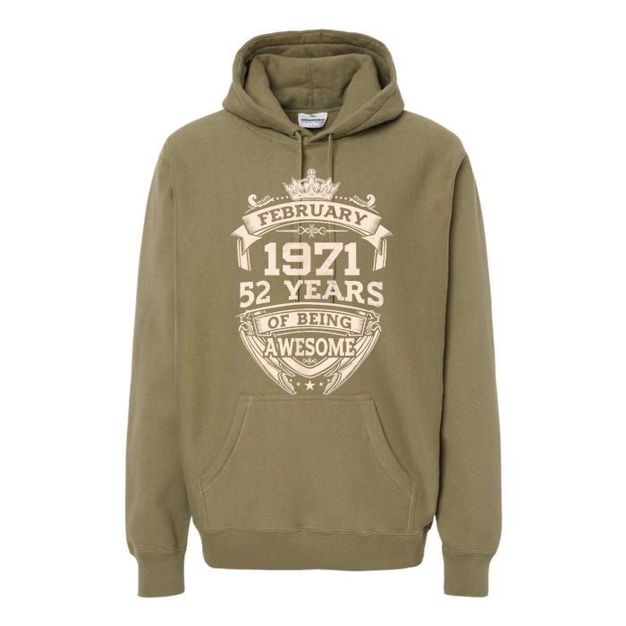 February 1971 52 Years Of Being Awesome 52th Birthday Premium Hoodie