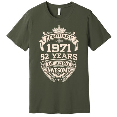 February 1971 52 Years Of Being Awesome 52th Birthday Premium T-Shirt