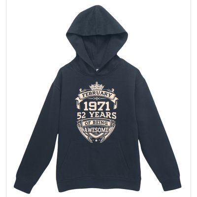 February 1971 52 Years Of Being Awesome 52th Birthday Urban Pullover Hoodie