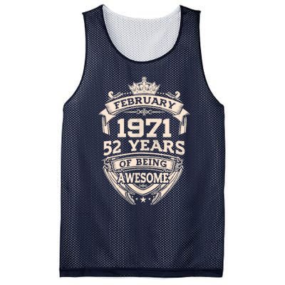 February 1971 52 Years Of Being Awesome 52th Birthday Mesh Reversible Basketball Jersey Tank