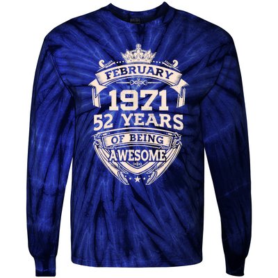 February 1971 52 Years Of Being Awesome 52th Birthday Tie-Dye Long Sleeve Shirt