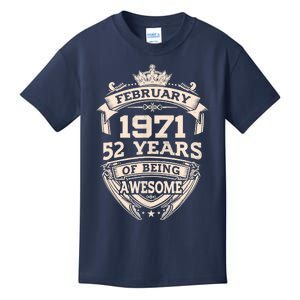 February 1971 52 Years Of Being Awesome 52th Birthday Kids T-Shirt