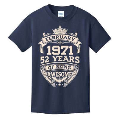 February 1971 52 Years Of Being Awesome 52th Birthday Kids T-Shirt