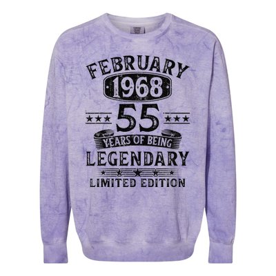 February 1968 55 Year Old 55th Birthday Gifts Vintage 1968 Colorblast Crewneck Sweatshirt