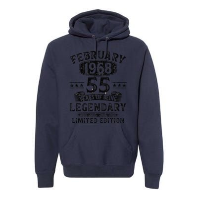 February 1968 55 Year Old 55th Birthday Gifts Vintage 1968 Premium Hoodie