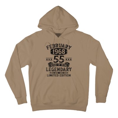 February 1968 55 Year Old 55th Birthday Gifts Vintage 1968 Hoodie