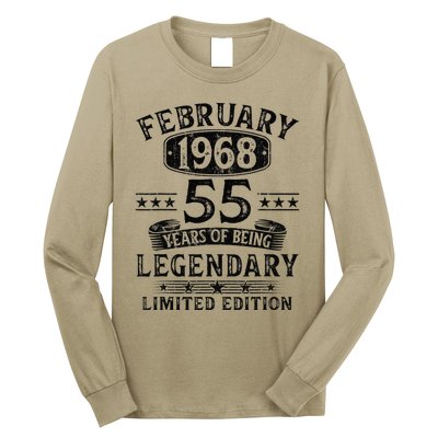 February 1968 55 Year Old 55th Birthday Gifts Vintage 1968 Long Sleeve Shirt