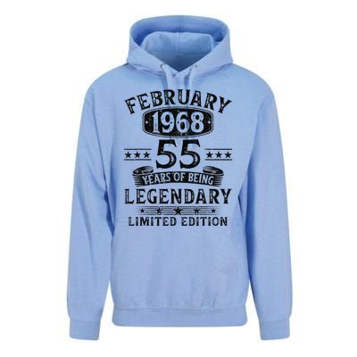 February 1968 55 Year Old 55th Birthday Gifts Vintage 1968 Unisex Surf Hoodie