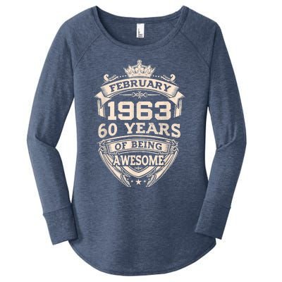 February 1963 60 Years Of Being Awesome 60th Birthday Women's Perfect Tri Tunic Long Sleeve Shirt