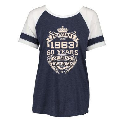 February 1963 60 Years Of Being Awesome 60th Birthday Enza Ladies Jersey Colorblock Tee