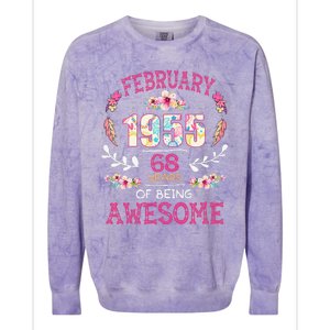 February 1955 68th Birthday Gift 68 Years Old Colorblast Crewneck Sweatshirt