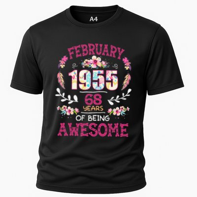 February 1955 68th Birthday Gift 68 Years Old Cooling Performance Crew T-Shirt