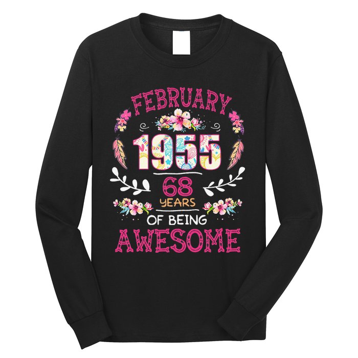 February 1955 68th Birthday Gift 68 Years Old Long Sleeve Shirt