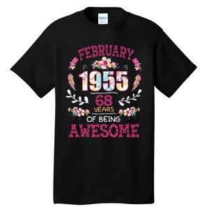 February 1955 68th Birthday Gift 68 Years Old Tall T-Shirt