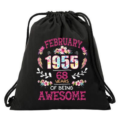 February 1955 68th Birthday Gift 68 Years Old Drawstring Bag