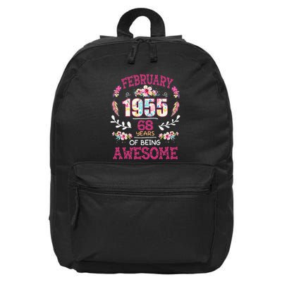February 1955 68th Birthday Gift 68 Years Old 16 in Basic Backpack