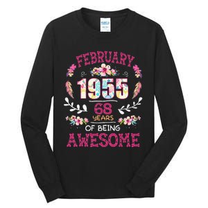 February 1955 68th Birthday Gift 68 Years Old Tall Long Sleeve T-Shirt