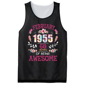 February 1955 68th Birthday Gift 68 Years Old Mesh Reversible Basketball Jersey Tank