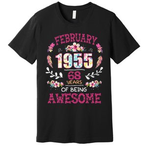 February 1955 68th Birthday Gift 68 Years Old Premium T-Shirt