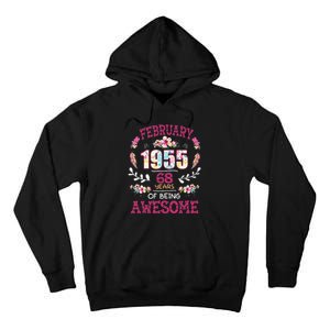 February 1955 68th Birthday Gift 68 Years Old Tall Hoodie