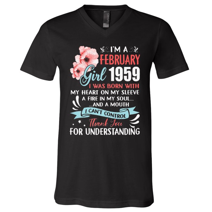 February 1959 64th Birthday Gift 64 Years Old V-Neck T-Shirt