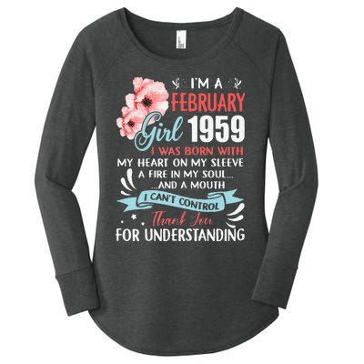 February 1959 64th Birthday Gift 64 Years Old Women's Perfect Tri Tunic Long Sleeve Shirt