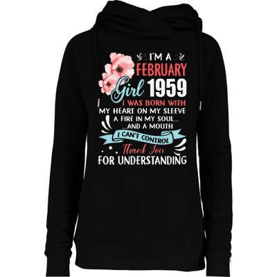 February 1959 64th Birthday Gift 64 Years Old Womens Funnel Neck Pullover Hood