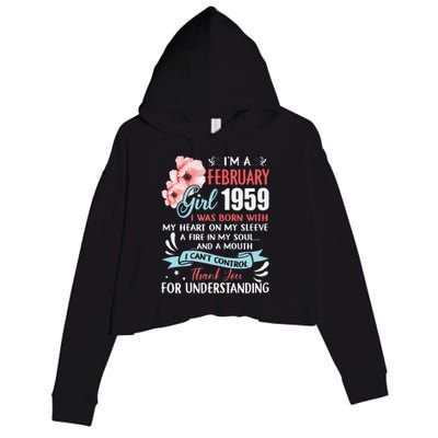 February 1959 64th Birthday Gift 64 Years Old Crop Fleece Hoodie