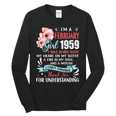 February 1959 64th Birthday Gift 64 Years Old Tall Long Sleeve T-Shirt