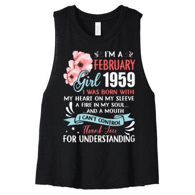 February 1959 64th Birthday Gift 64 Years Old Women's Racerback Cropped Tank