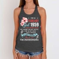 February 1959 64th Birthday Gift 64 Years Old Women's Knotted Racerback Tank