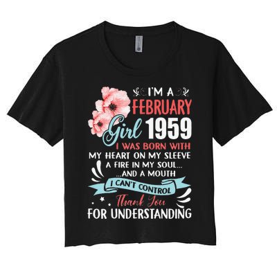 February 1959 64th Birthday Gift 64 Years Old Women's Crop Top Tee