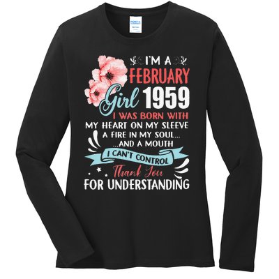 February 1959 64th Birthday Gift 64 Years Old Ladies Long Sleeve Shirt