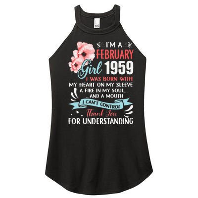 February 1959 64th Birthday Gift 64 Years Old Women's Perfect Tri Rocker Tank