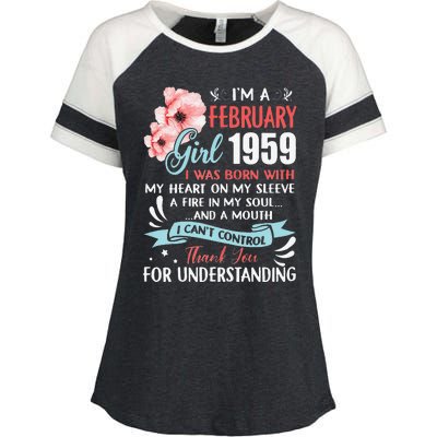 February 1959 64th Birthday Gift 64 Years Old Enza Ladies Jersey Colorblock Tee