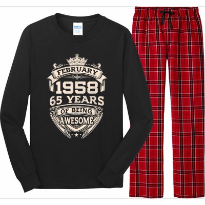 February 1958 65 Years Of Being Awesome 65th Birthday Long Sleeve Pajama Set