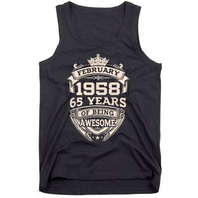 February 1958 65 Years Of Being Awesome 65th Birthday Tank Top